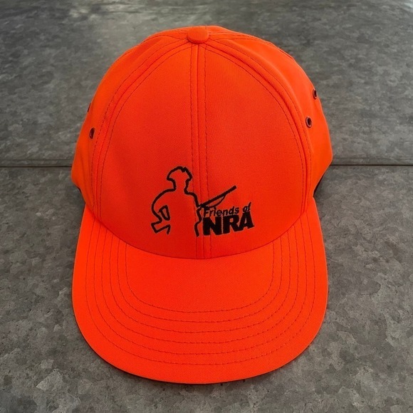 Vintage Friends of NRA Snapback Hat Cap Orange USA 80s 90s Retro Neon Bright - Picture 1 of 9